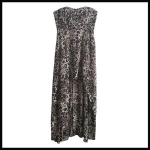 H&M Strapless Sweetheart Neckline Leopard Animal Print Hi Low Dress